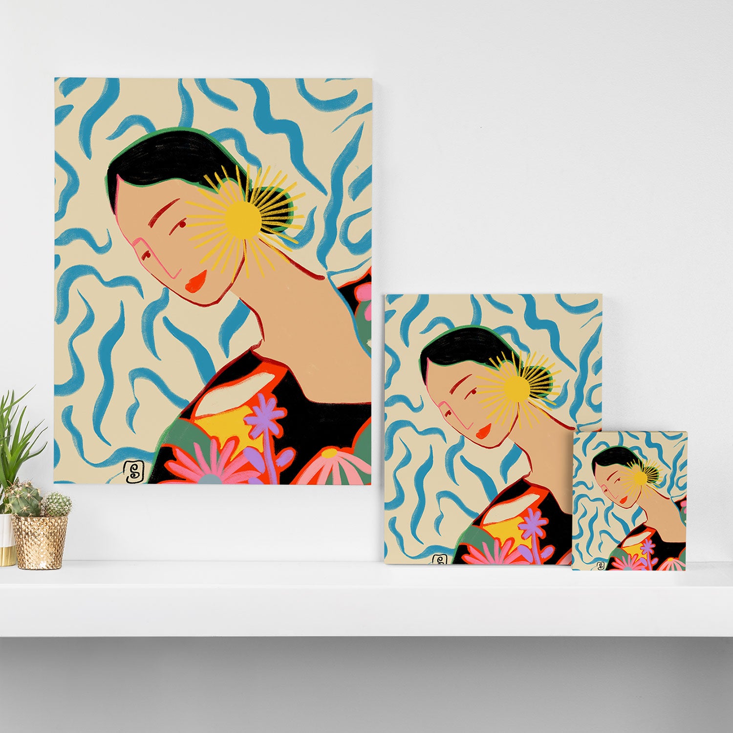 SMILING WOMAN AND SUNSHINE Canvas Print Gallery Image 3
