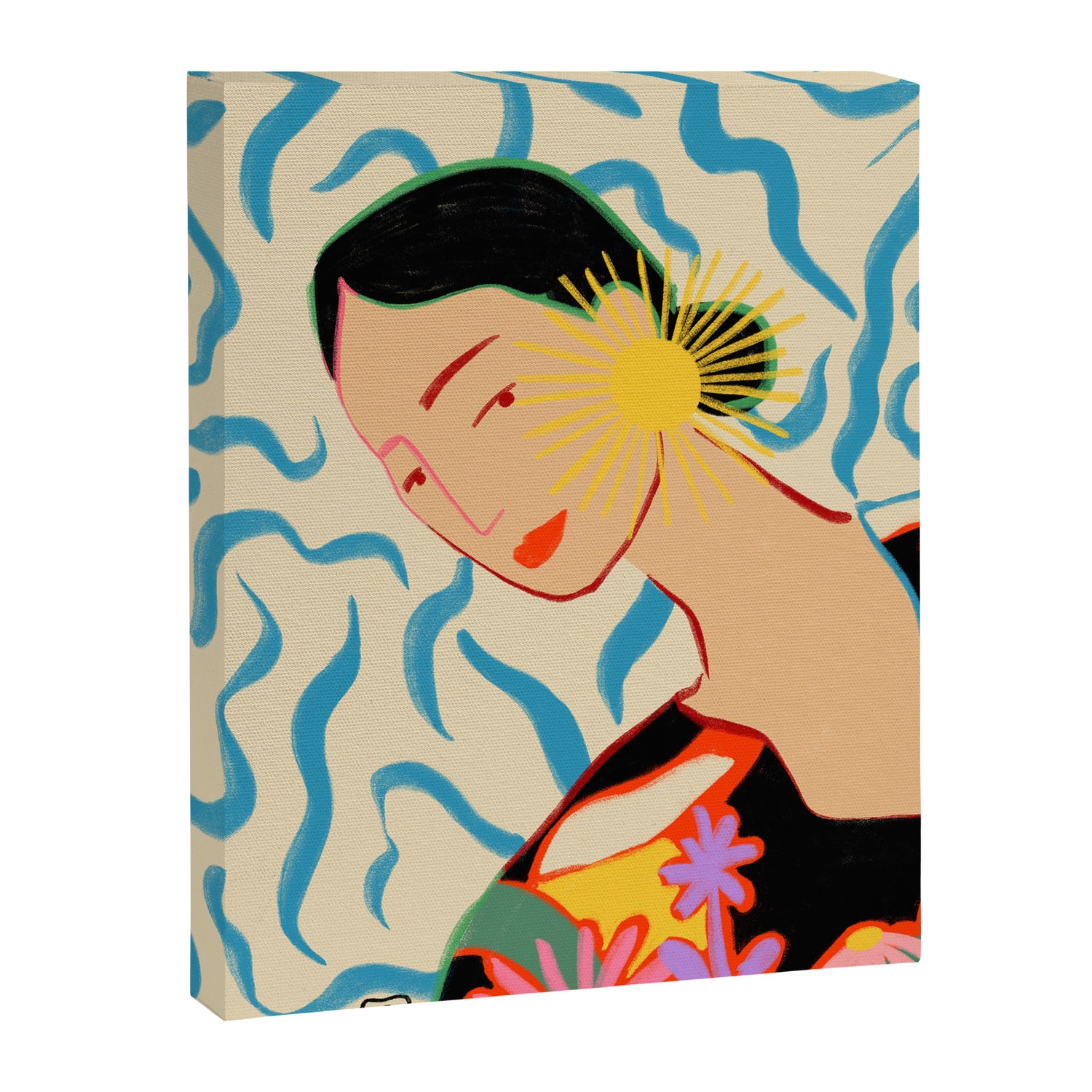 SMILING WOMAN AND SUNSHINE Canvas Print Gallery Image 3