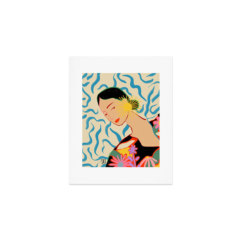 SMILING WOMAN AND SUNSHINE Art Print Gallery Image 1