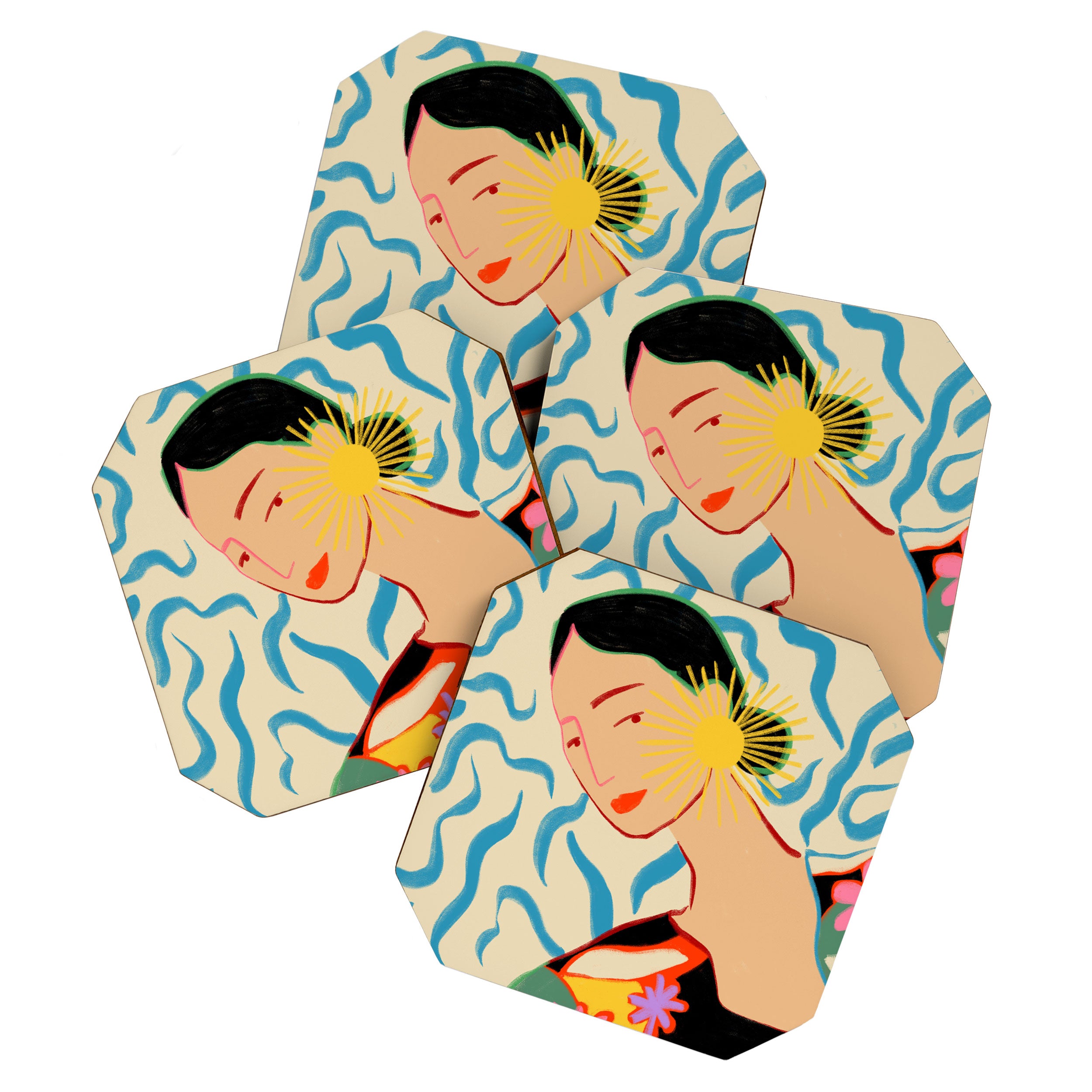 SMILING WOMAN AND SUNSHINE Coaster Gallery Image 1
