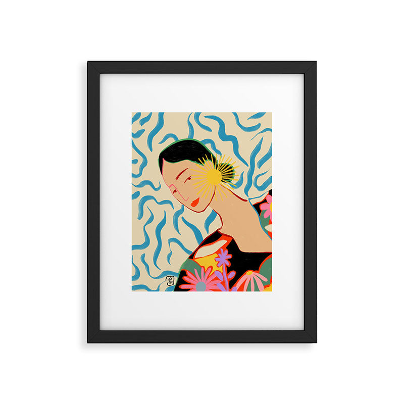 SMILING WOMAN AND SUNSHINE Framed Art Print Gallery Image 5