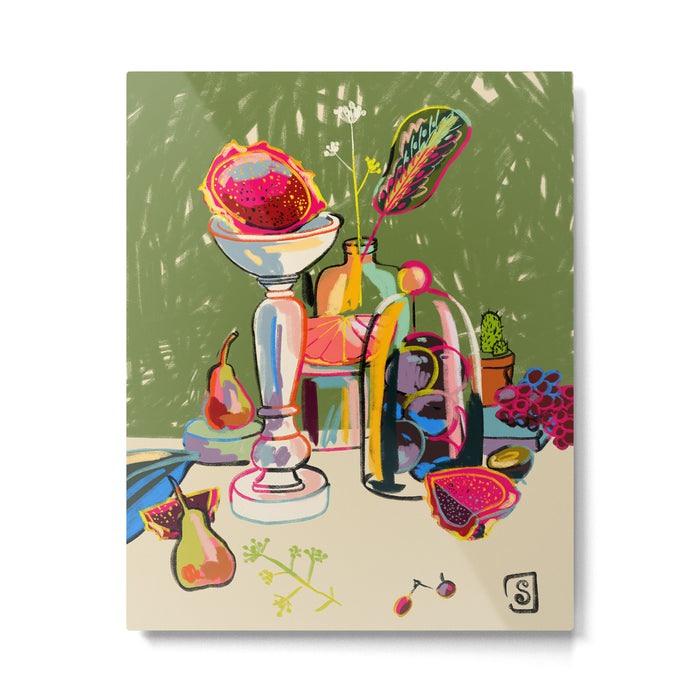 STILL LIFE WITH DRAGON FRUIT Metal Print Gallery Image 1