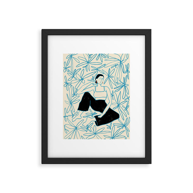 WOMAN IN A FIELD OF FLOWERS Framed Art Print Gallery Image 5