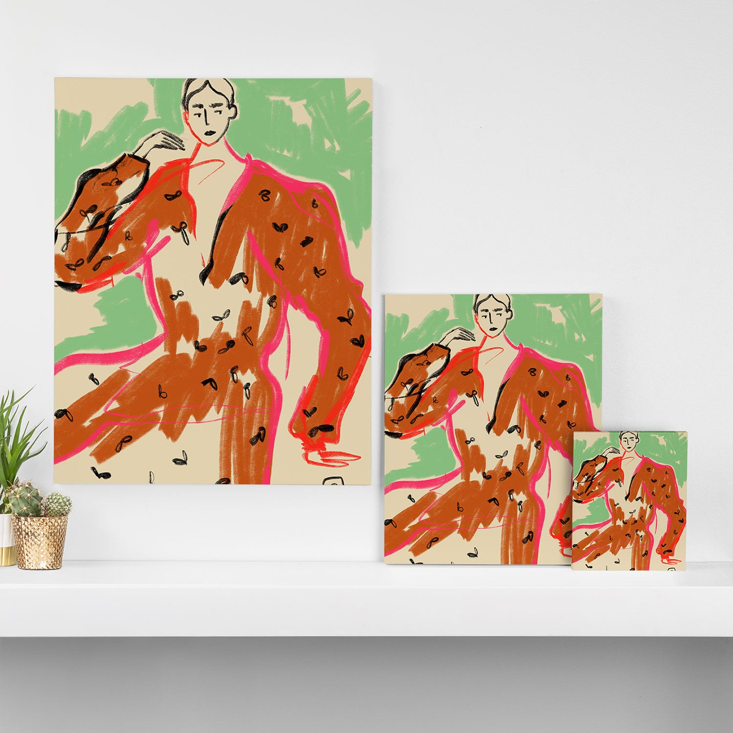 WOMAN IN A TERRACOTTA DRESS Canvas Print Gallery Image 3