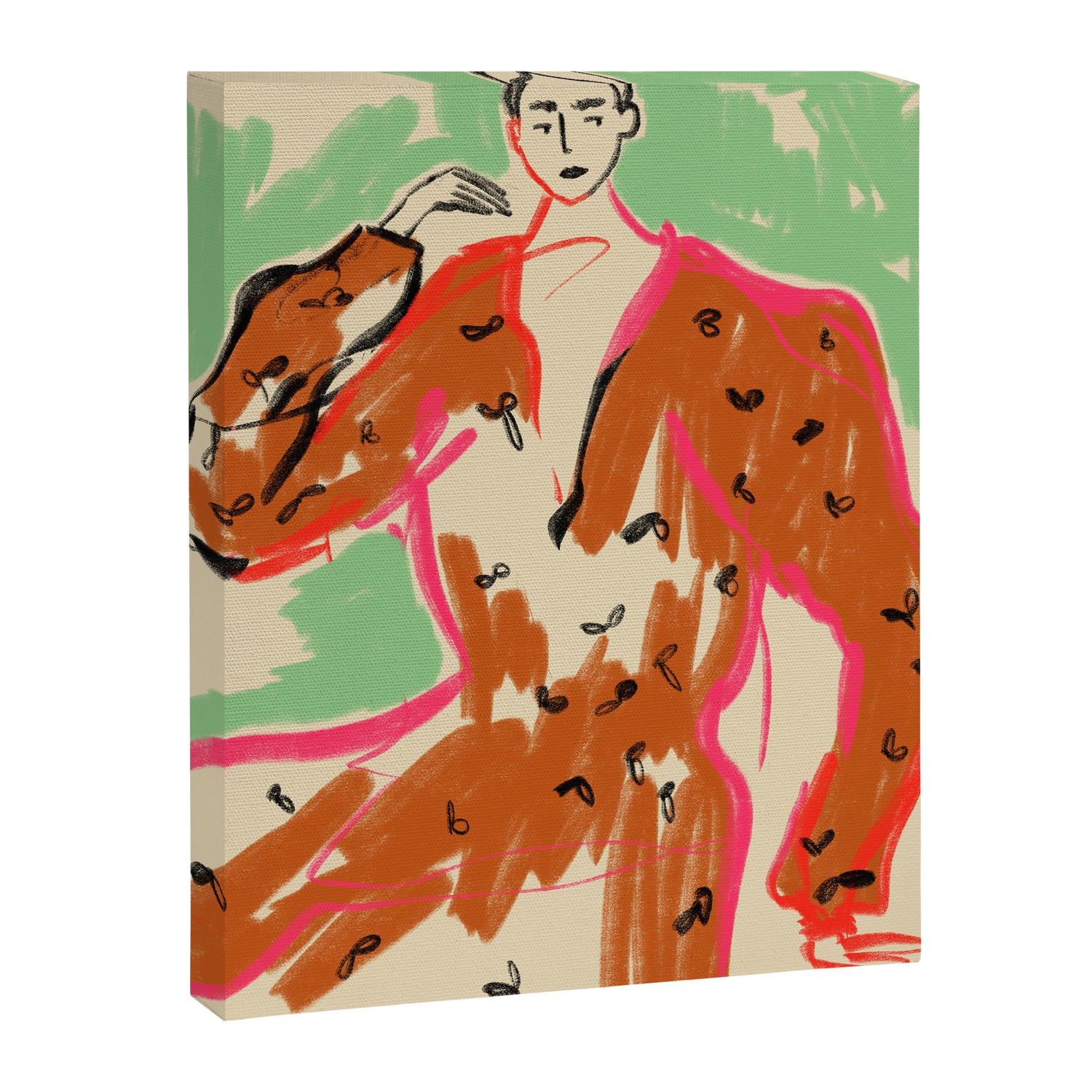 WOMAN IN A TERRACOTTA DRESS Canvas Print Gallery Image 3