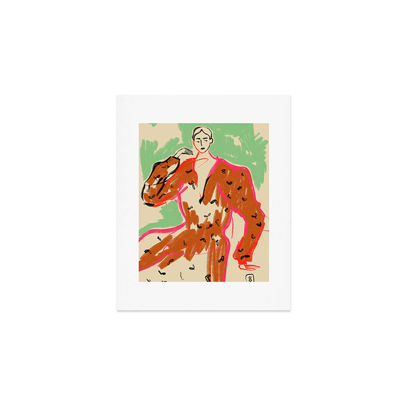 WOMAN IN A TERRACOTTA DRESS Art Print Gallery Image 1