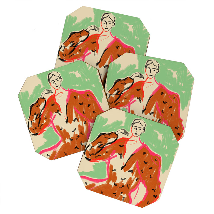 WOMAN IN A TERRACOTTA DRESS Coaster Gallery Image 1