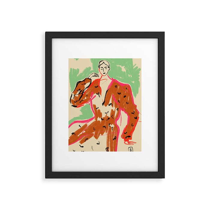 WOMAN IN A TERRACOTTA DRESS Framed Art Print Gallery Image 1