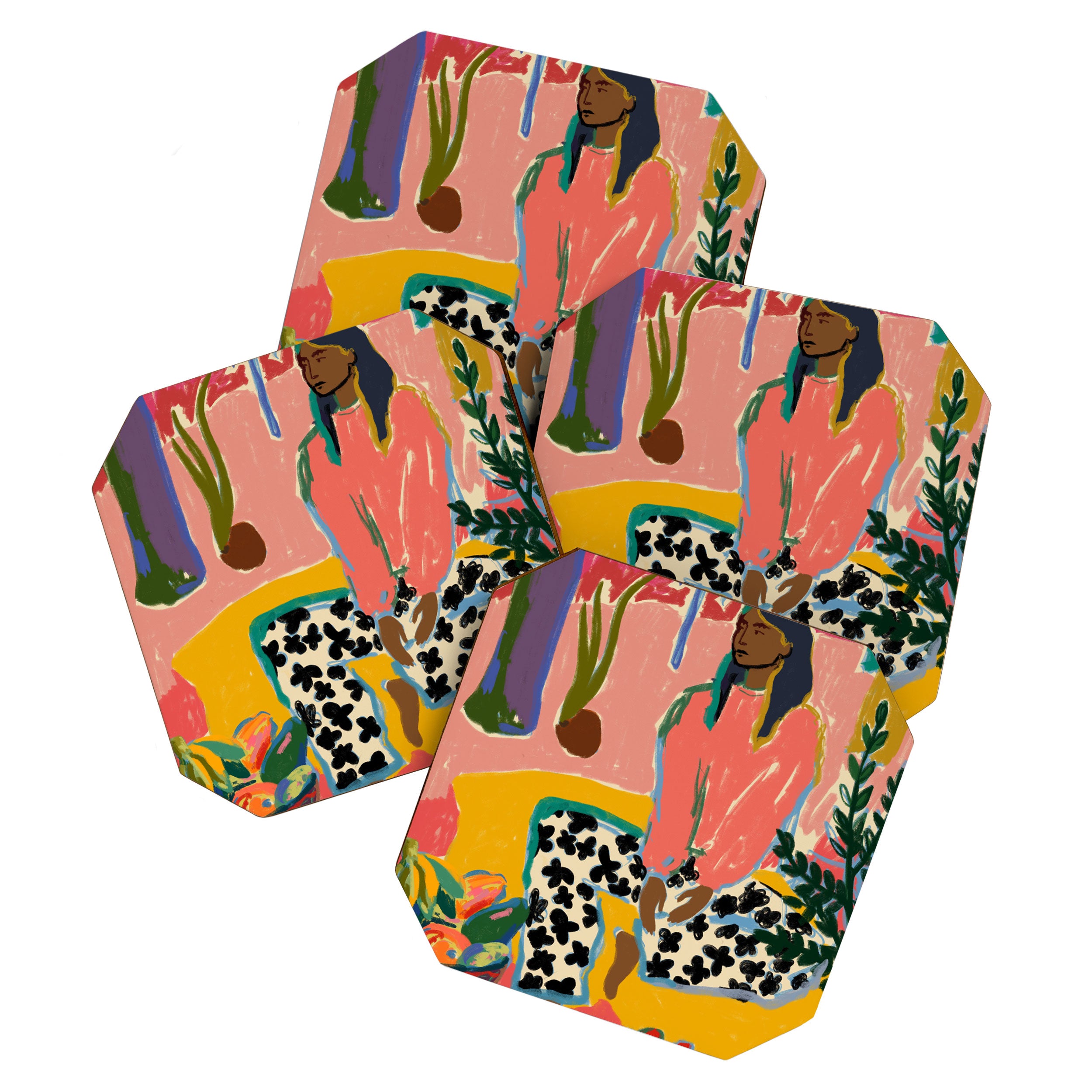 WOMAN WITH FRUIT Coaster Gallery Image 1