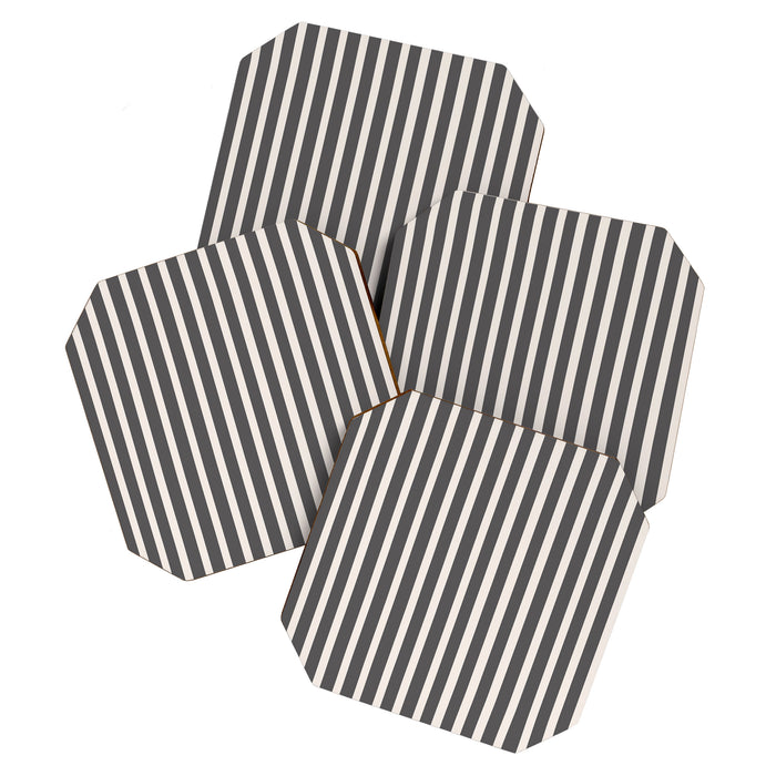 Charcoal and Cream Stripes Coaster Gallery Image 1