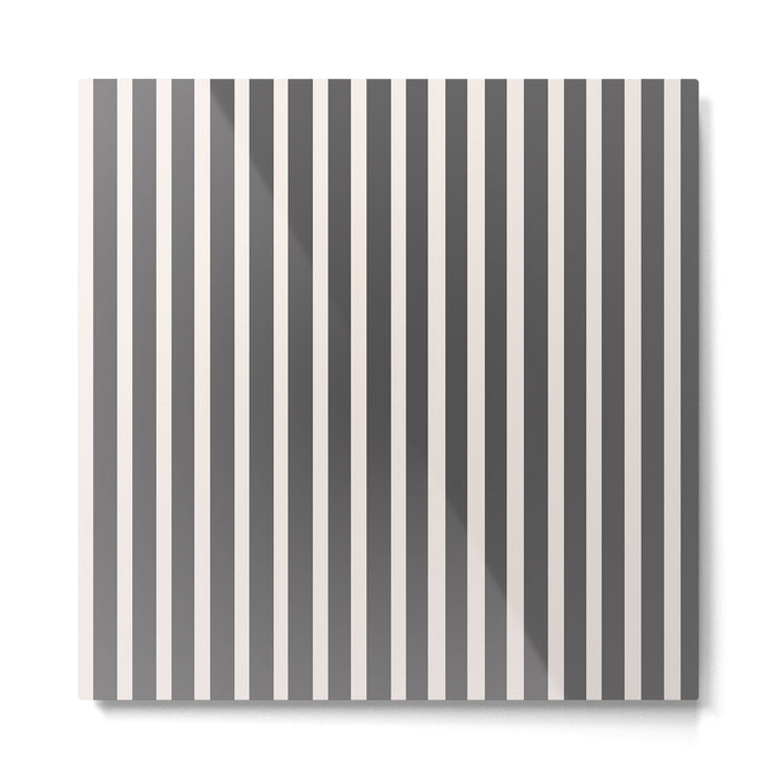 Charcoal and Cream Stripes Metal Print Gallery Image 1