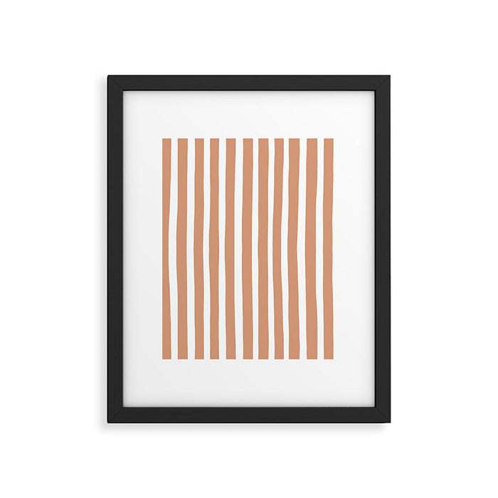 Coral Hand-Drawn Stripes Framed Art Print Gallery Image 1