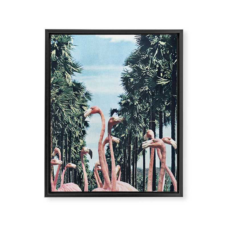 Palm Trees & Flamingos Framed Canvas Print Gallery Image 8