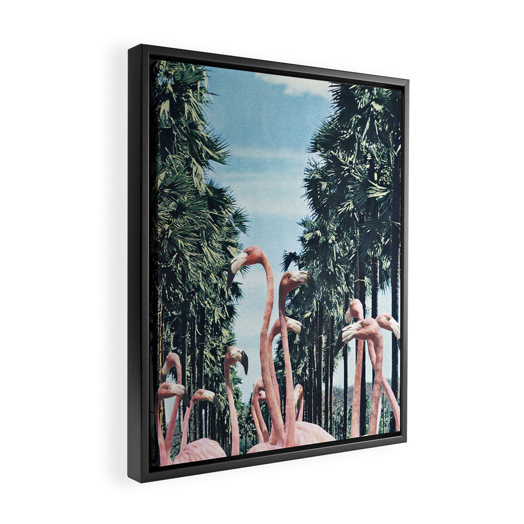 Palm Trees & Flamingos Framed Canvas Print Gallery Image 2