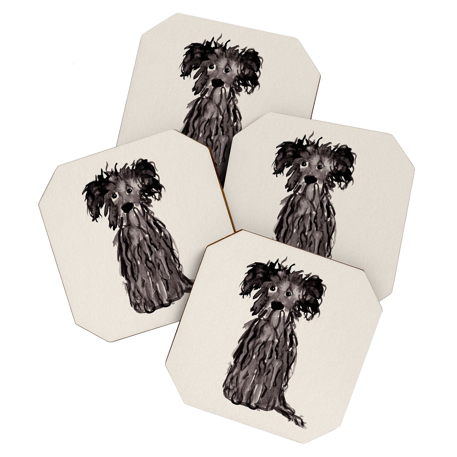 A scruffy little dog watercolor painting  Coaster Gallery Image 1