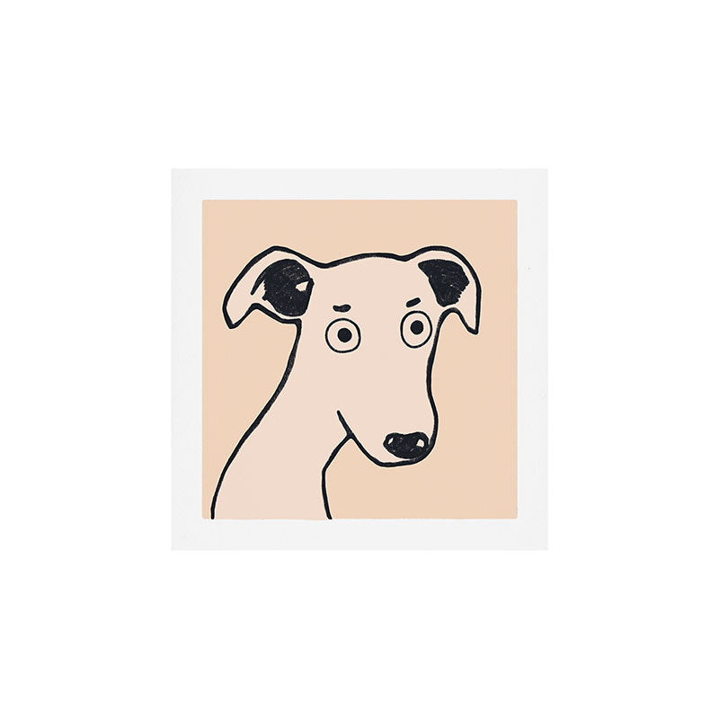 Archie the greyhound on cream Art Print Gallery Image 1