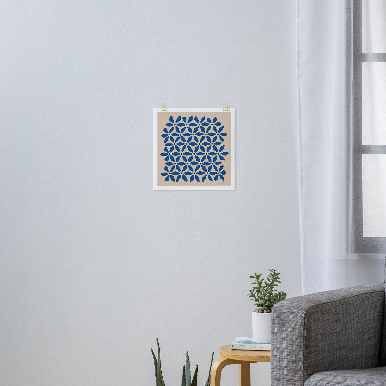Blue flower pattern Art Print Gallery Image 3