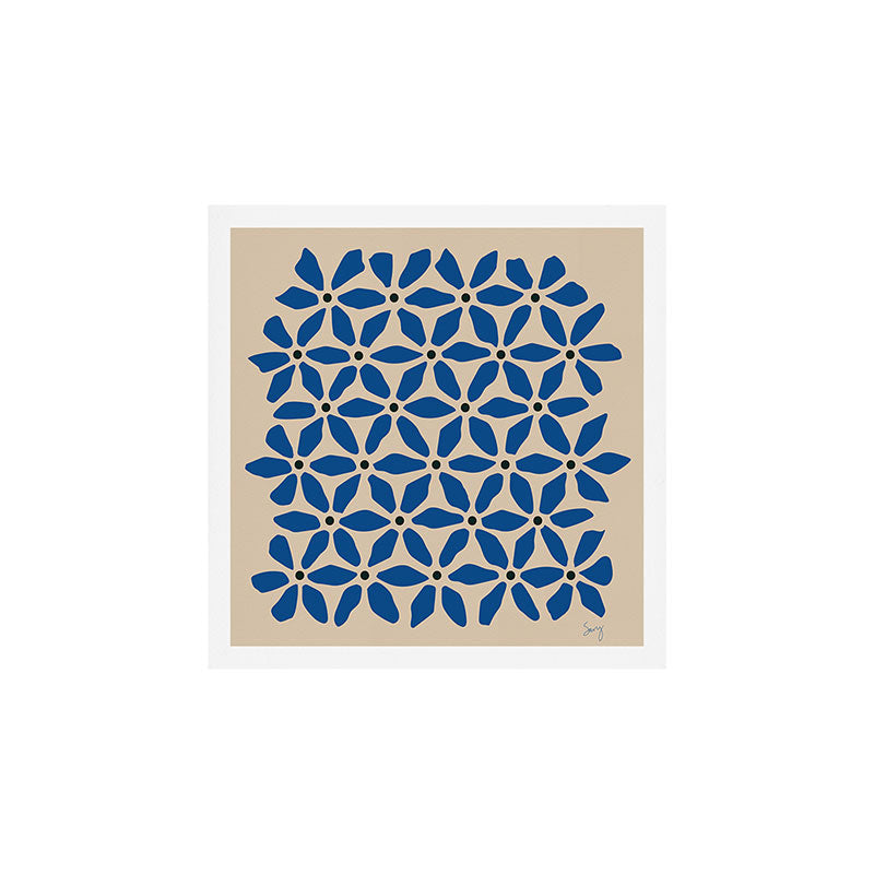Blue flower pattern Art Print Gallery Image 1