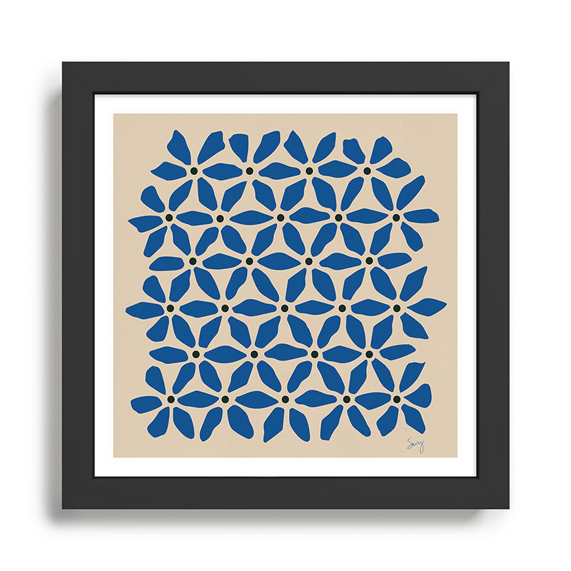 Blue flower pattern Framed Art Print Gallery Image 1