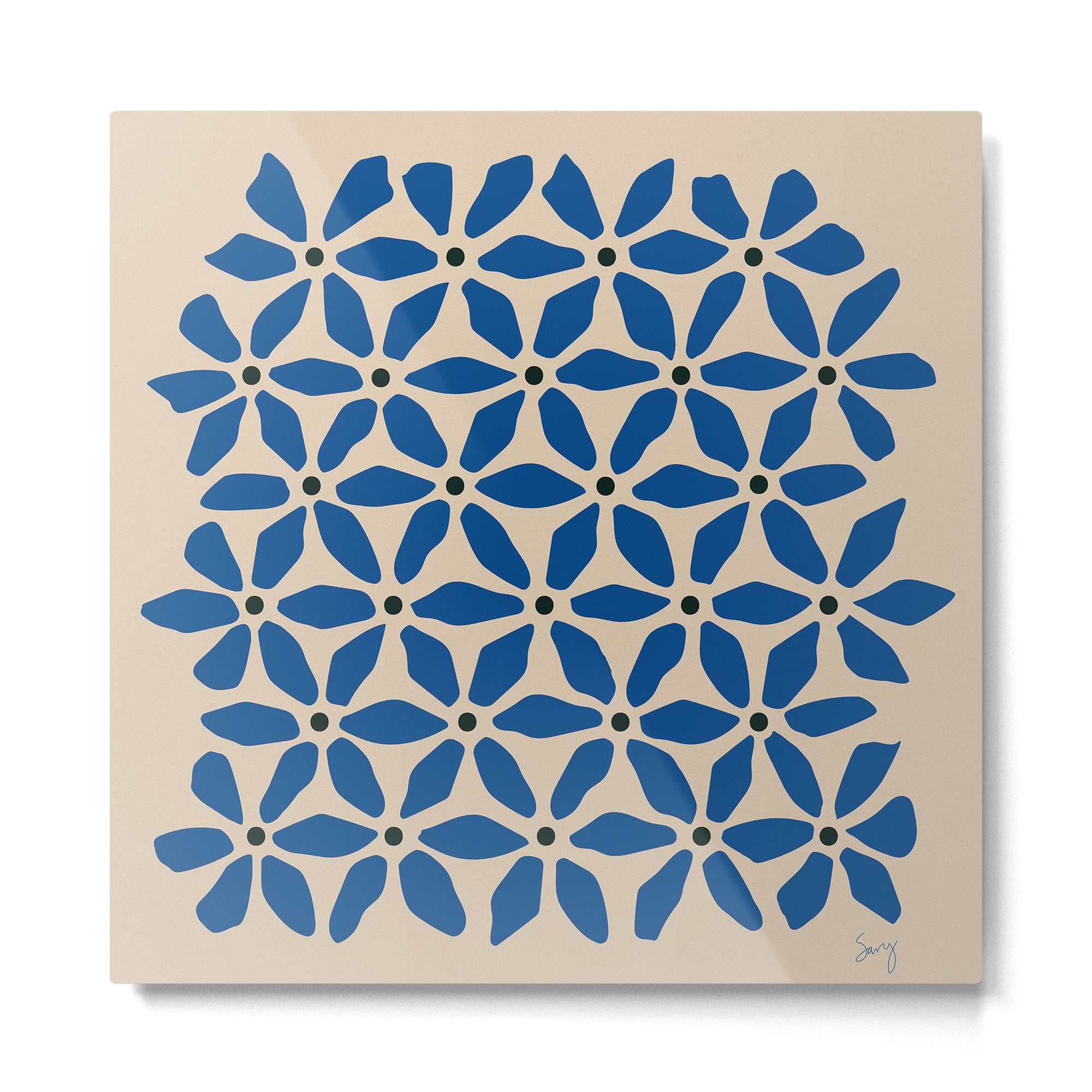 Blue flower pattern Metal Print Gallery Image 2