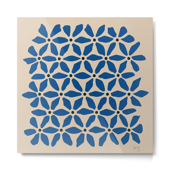 Blue flower pattern Metal Print Gallery Image 1