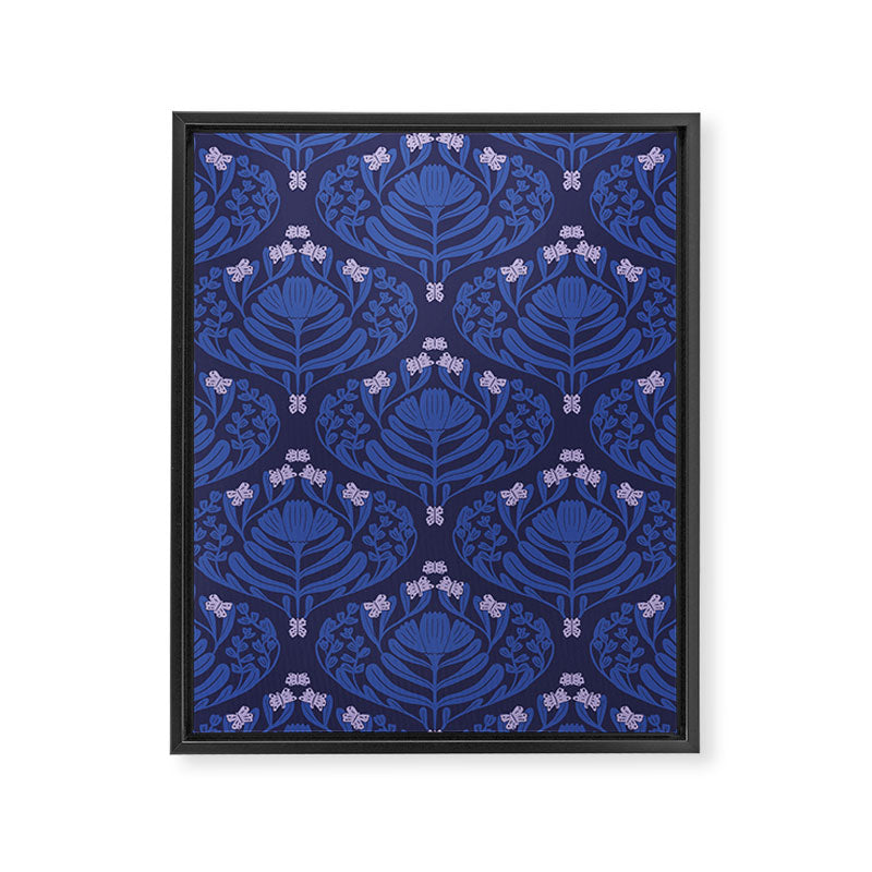 Butterflies and blossom blues pattern Framed Canvas Print Gallery Image 6