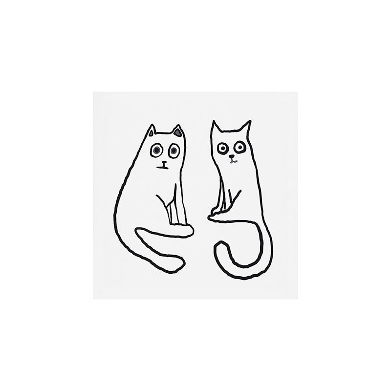 Cat friends, cute, funny, quirky cat drawing Art Print Gallery Image 1