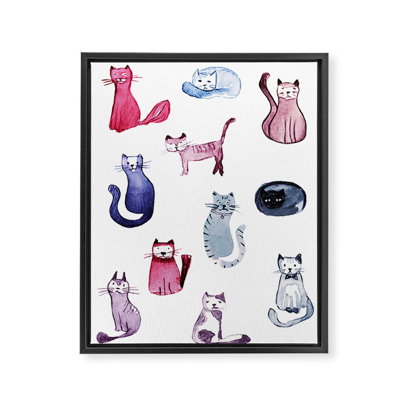 Cats in ink Framed Canvas Print Gallery Image 8