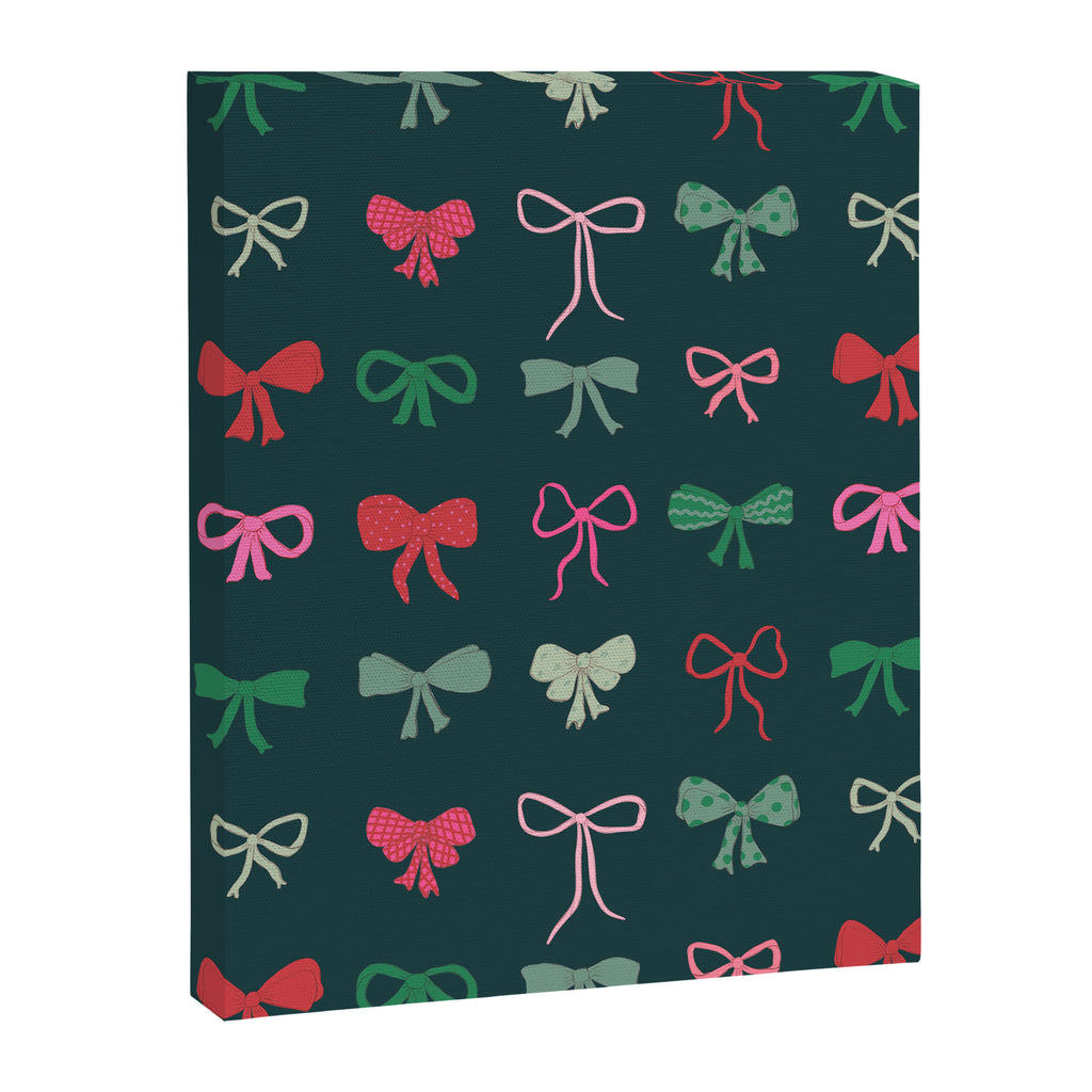 Christmas bows pattern green pink red Canvas Print Gallery Image 8