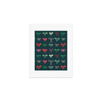 Christmas bows pattern green pink red Art Print Gallery Image 1