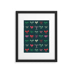Christmas bows pattern green pink red Framed Art Print Gallery Image 6