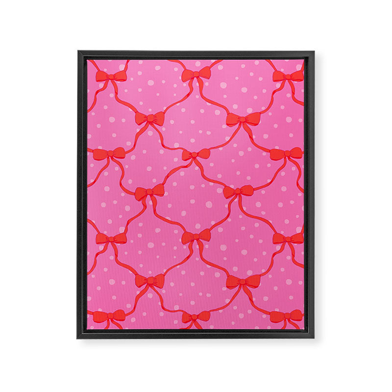 Christmas bows with snow, pink and red Framed Canvas Print Gallery Image 8