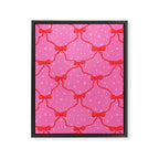 Christmas bows with snow, pink and red Framed Canvas Print Gallery Image 8