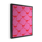 Christmas bows with snow, pink and red Framed Canvas Print Gallery Image 2