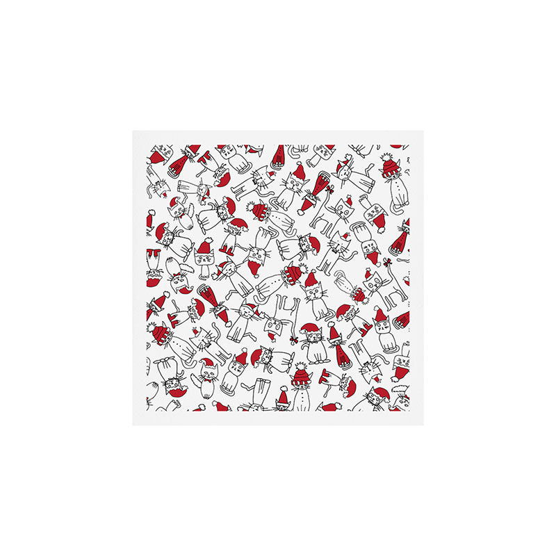 Christmas cat jumble white Art Print Gallery Image 1