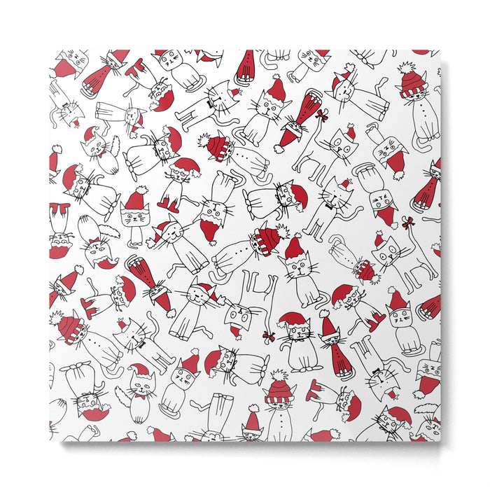 Christmas cat jumble white Metal Print Gallery Image 1