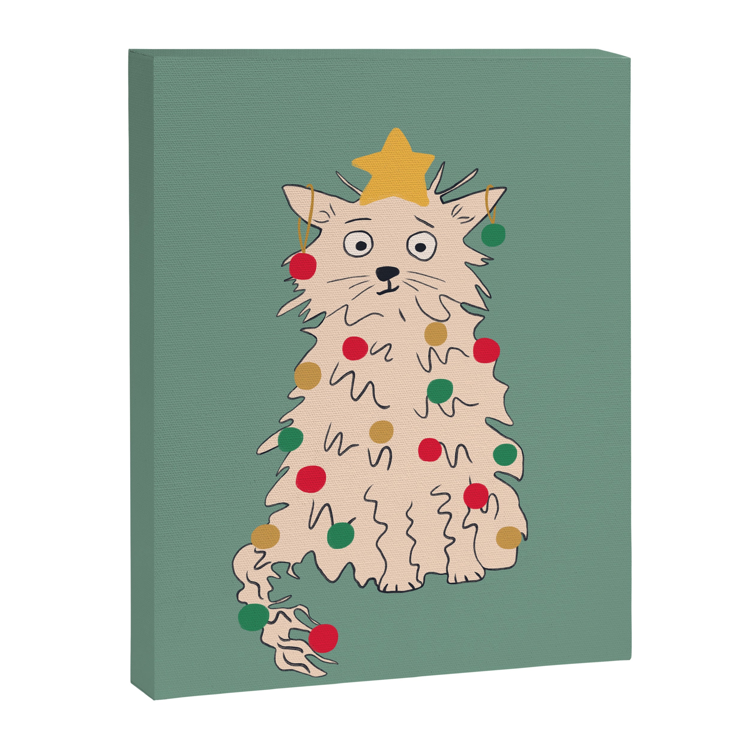 Christmas tree cat drawing Canvas Print Gallery Image 8