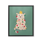 Christmas tree cat drawing Framed Canvas Print Gallery Image 8