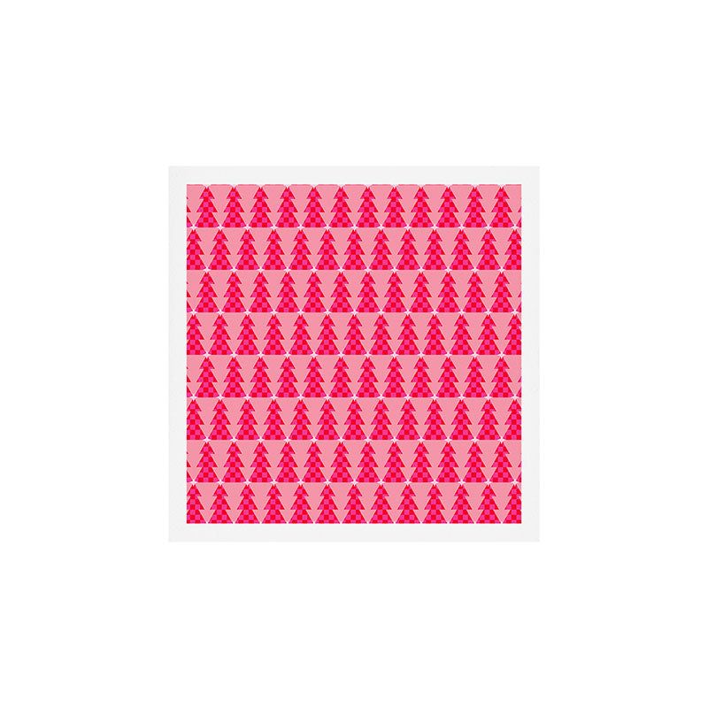Christmas trees checkers pattern red and pink Art Print Gallery Image 1