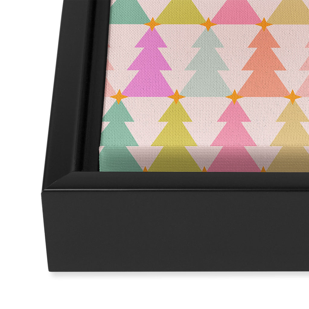 Christmas trees pastel geometric pattern Framed Canvas Print Gallery Image 3