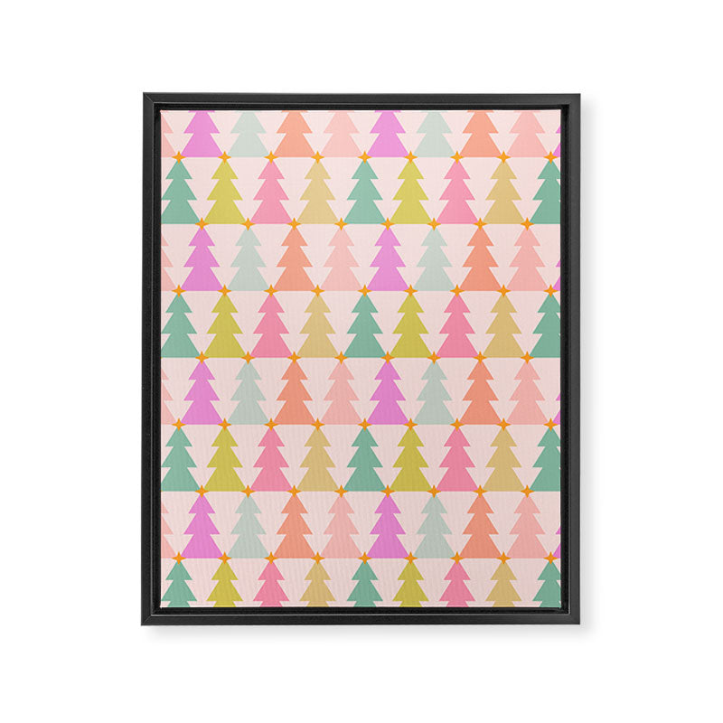 Christmas trees pastel geometric pattern Framed Canvas Print Gallery Image 8