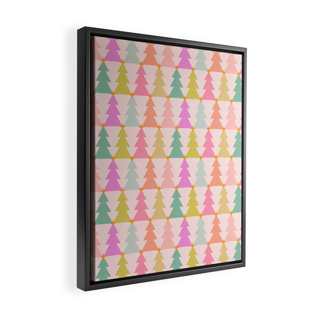 Christmas trees pastel geometric pattern Framed Canvas Print Gallery Image 2