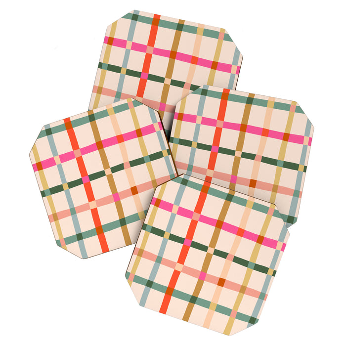 Colourful window pane checked pattern Coaster Gallery Image 1