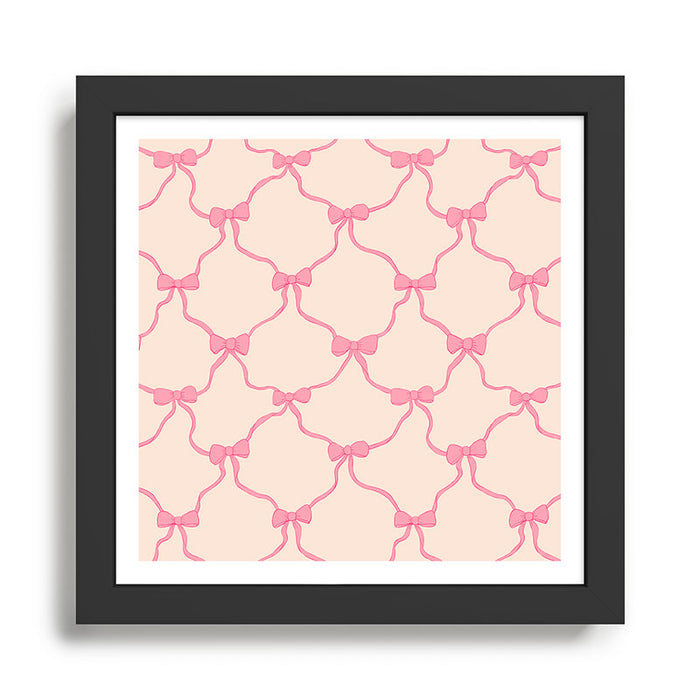 Coquette style ribbons and bows pattern in pink Framed Art Print Gallery Image 1