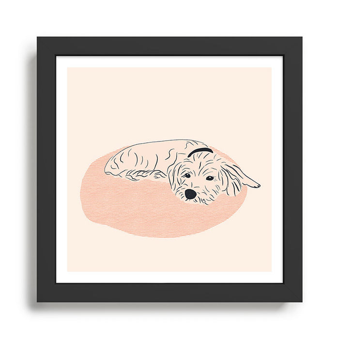 Cosy dog cream version Framed Art Print Gallery Image 1