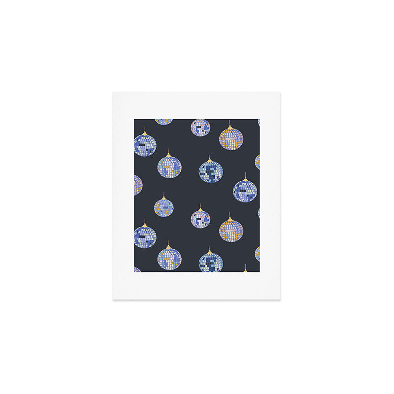 Disco balls party time pattern dark Art Print Gallery Image 1