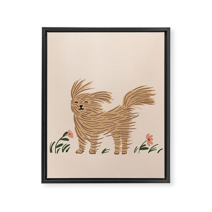 Easy breezy wind day dog Framed Canvas Print Gallery Image 1