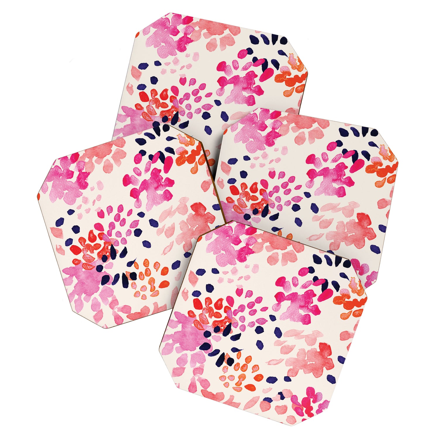 Flower abstract, watercolor floral pattern Coaster Gallery Image 1