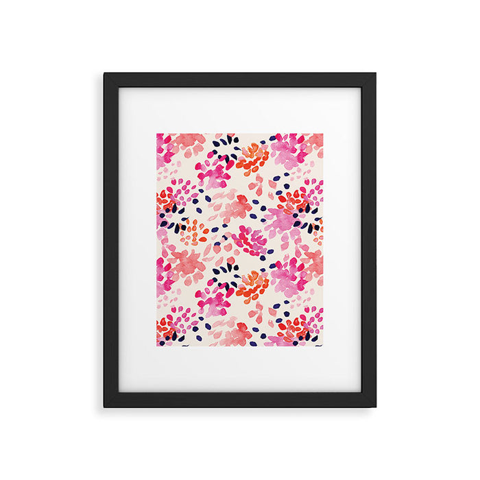 Flower abstract, watercolor floral pattern Framed Art Print Gallery Image 1