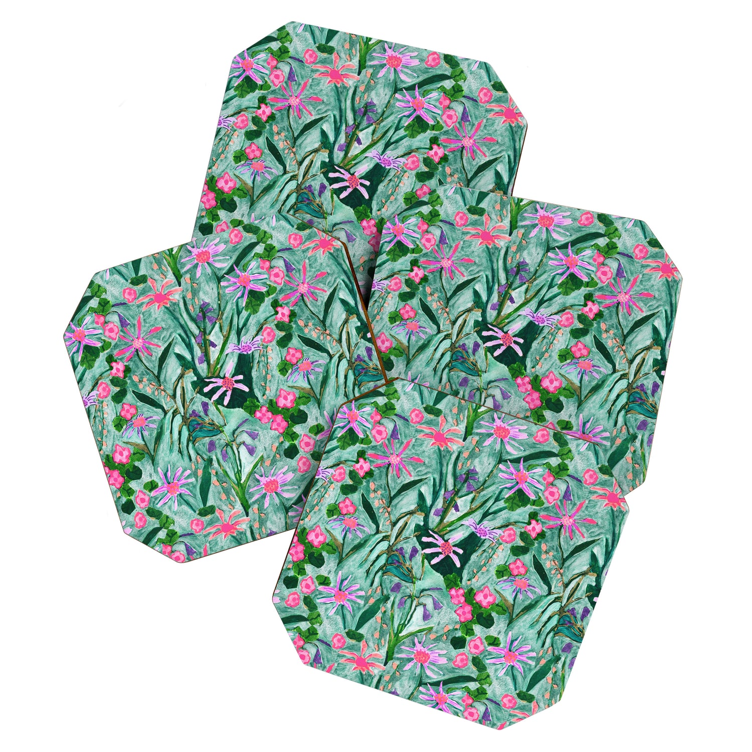 Flower garden hand painted floral pattern Coaster Gallery Image 1